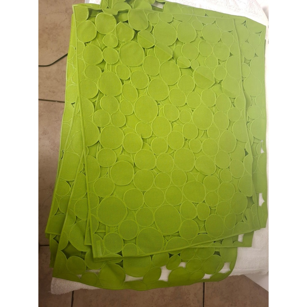 Chilewich Confetti Placemats Set of 10 Lime Green Modern Circle Vinyl Mesh